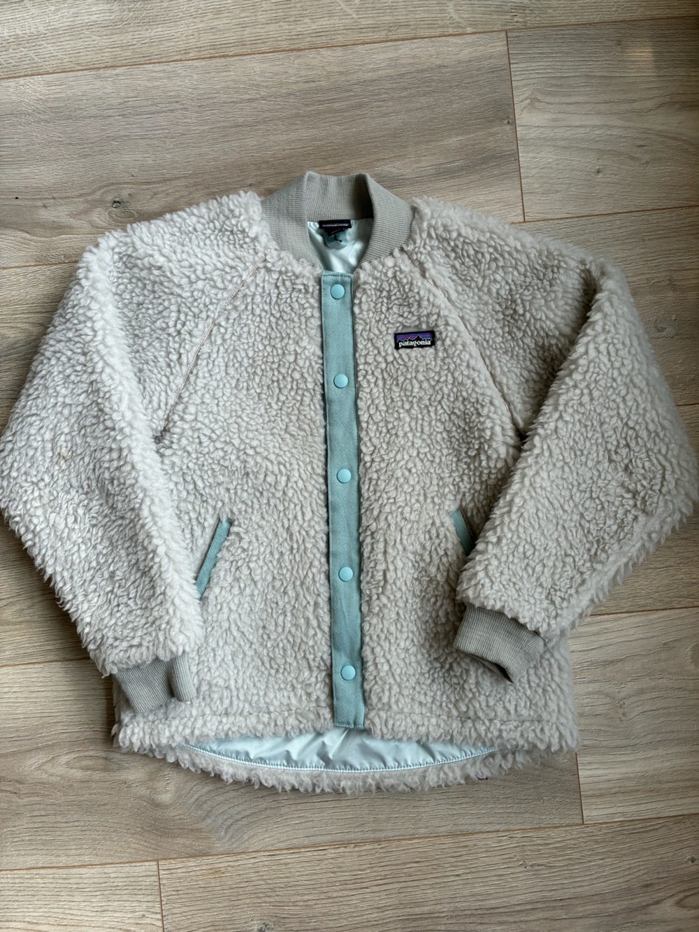 Patagonia Kids Sherpa Jacket with Mint Trim Accents